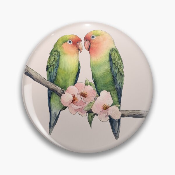 Item preview, Lovebird watercolor handmade painting designed and sold by kolonjArt.