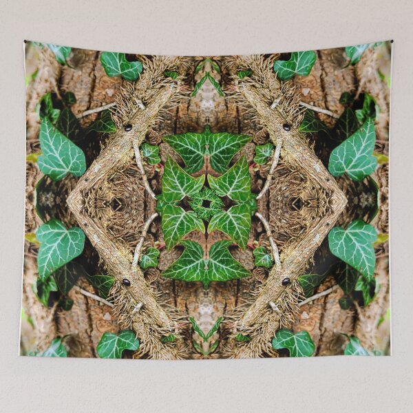 Item preview, Pattern of Ivy on Oak Bark  (with very small Harlequin ladybirds) designed and sold by Robin3DT.