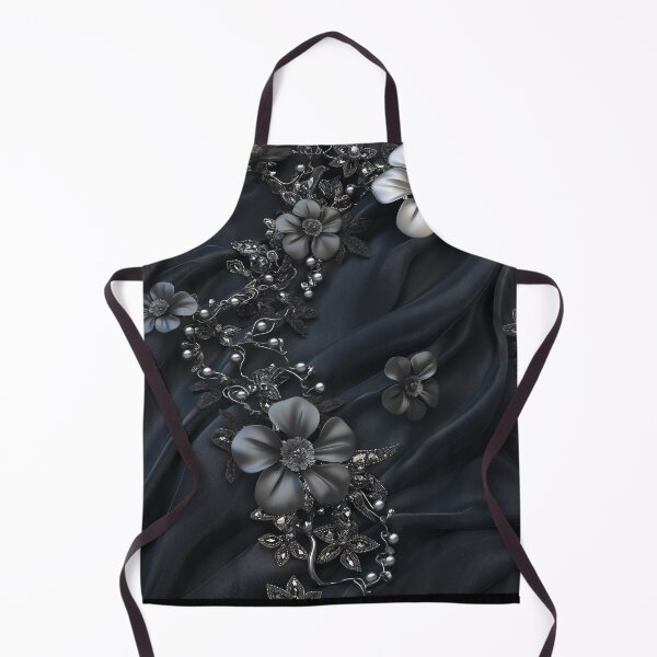 Item preview, Black flannel texture and silver jewelry flowers designed and sold by Fantasyplus.