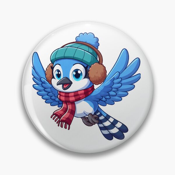 Item preview, caricatura de un pájaro azul volando con orejeras y una bufanda designed and sold by MzulhilmiZam.