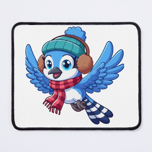 Item preview, cartoon of a Blue Bird flying wearing ear muffs and a scarf designed and sold by MzulhilmiZam.