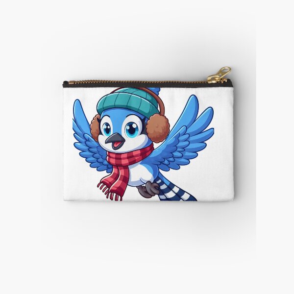 Item preview, caricatura de un pájaro azul volando con orejeras y una bufanda designed and sold by MzulhilmiZam.