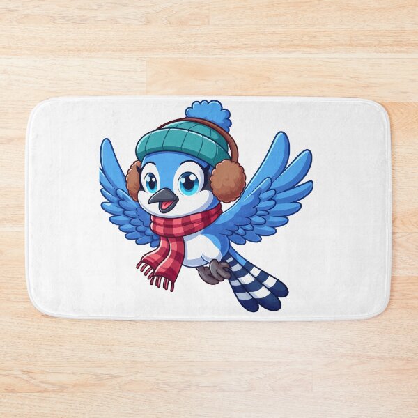 Item preview, cartoon of a Blue Bird flying wearing ear muffs and a scarf designed and sold by MzulhilmiZam.