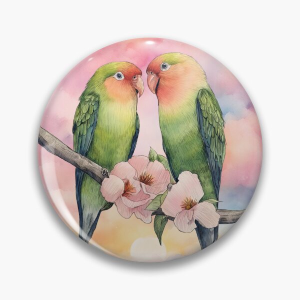 Item preview, Lovebird watercolor handmade painting art designed and sold by kolonjArt.