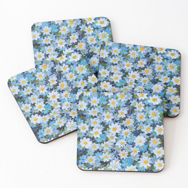 Item preview, Sky Blue Blossom of Flowers Poster and Pattern - Hand-Painted Acrylic, Digitally Enhanced  designed and sold by RayanaArt.