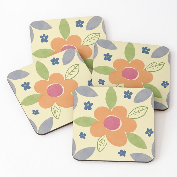 Item preview, Retro flowers stamp tile designed and sold by MinnietheCat.