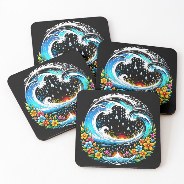 Item preview, Minimalist Tidal Wave and Flowers, Ai Generated Art  designed and sold by ACC .