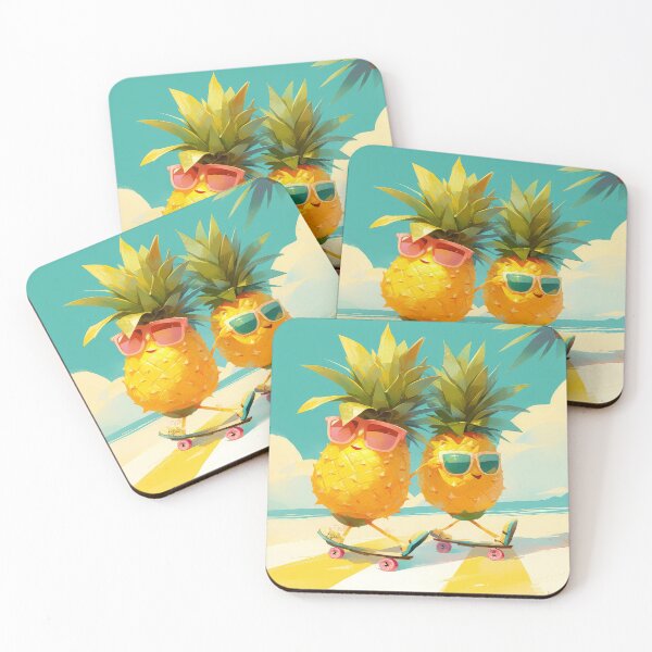 Item preview, Funny Couple of Pineapples on Skateboards designed and sold by JoyfulNat.