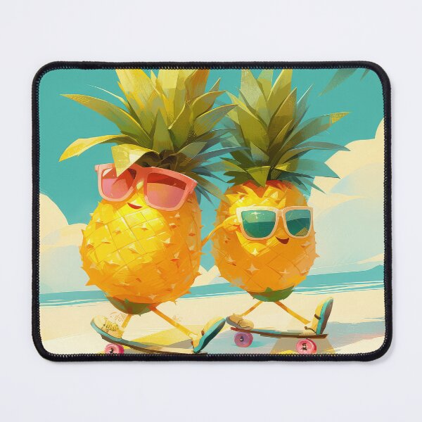 Item preview, Funny Couple of Pineapples on Skateboards designed and sold by JoyfulNat.