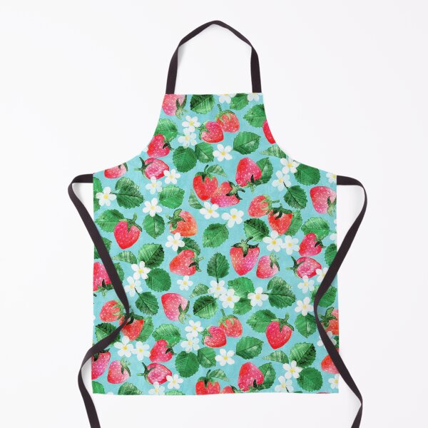 Item preview, Sweet Garden Strawberries and Flowers in Watercolor on Light Blue Pattern designed and sold by micklyn.