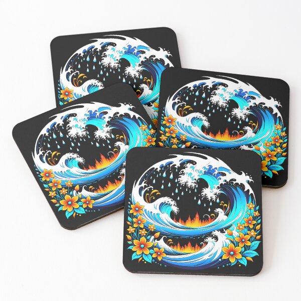 Item preview, Minimalist Tidal Wave and Flowers, Ai Generated Art  designed and sold by ACC .