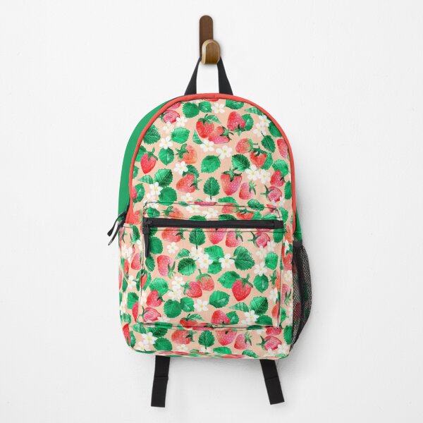 Item preview, Sweet Garden Treats Watercolor Strawberry Floral on Peach Pattern designed and sold by micklyn.