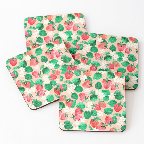 Item preview, Sweet Garden Treats Watercolor Strawberry Floral on Peach Pattern designed and sold by micklyn.