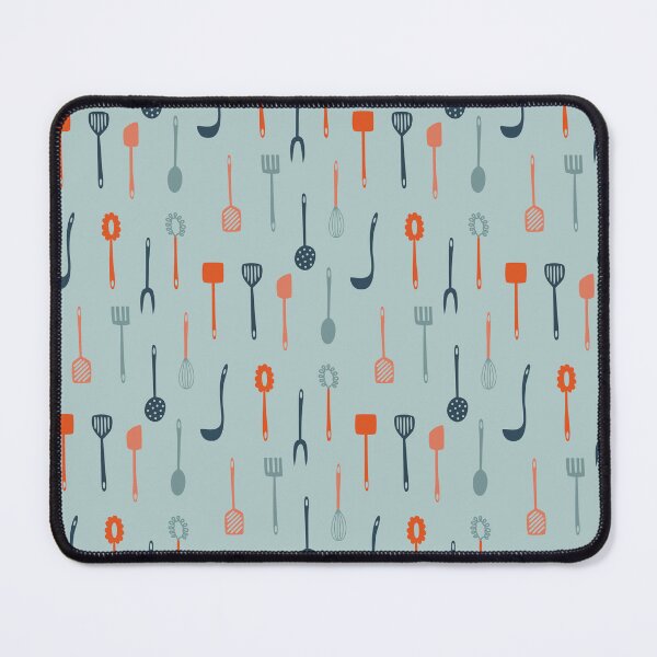 Item preview, Set of various vintage colored kitchen utensils pattern designed and sold by TinyFlowerArt.