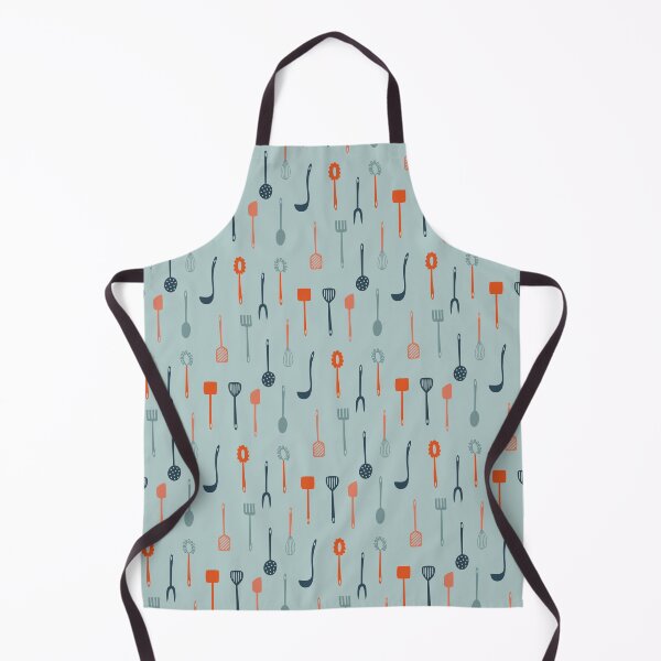 Item preview, Set of various vintage colored kitchen utensils pattern designed and sold by TinyFlowerArt.
