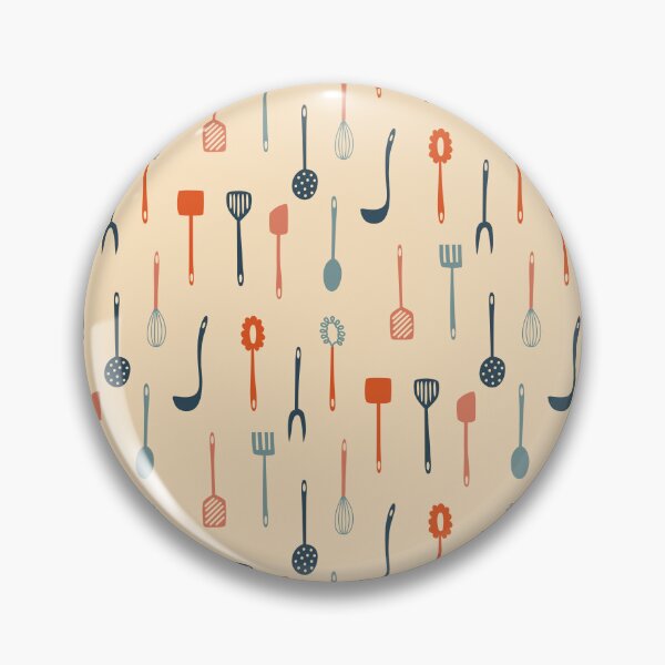 Item preview, Collection of various vintage colored kitchen utensils pattern designed and sold by TinyFlowerArt.