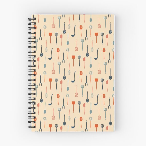 Item preview, Collection of various vintage colored kitchen utensils pattern designed and sold by TinyFlowerArt.
