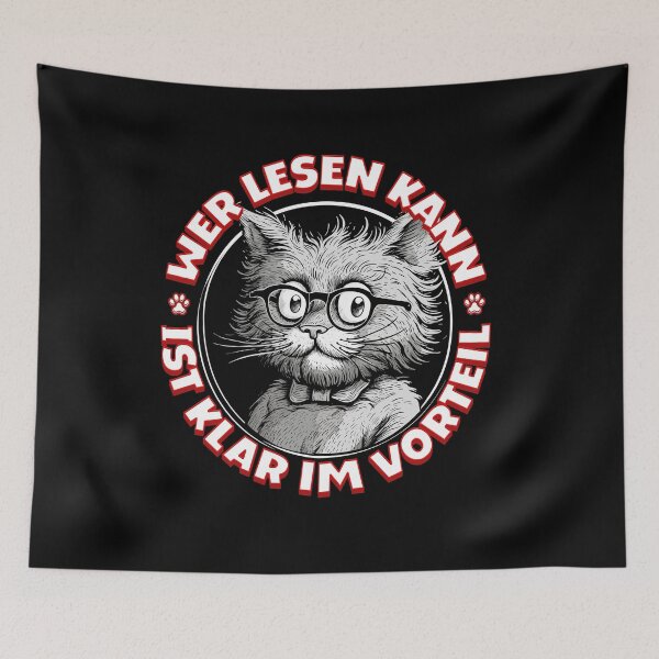 Item preview, wer lesen kann ist klar im Vorteil - Cat with glasses designed and sold by SpecialtiesShop.