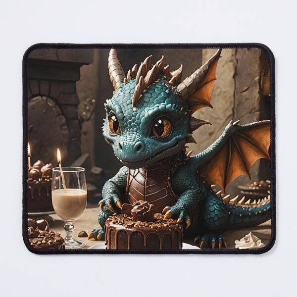 Item preview, Baby dragon smelling a chocolate cake. designed and sold by Kenosuke78.