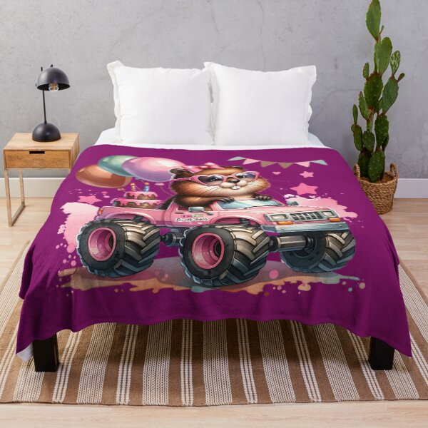 Item preview, CUTE PINK BEAVER DRIVING MONSTER TRUCK - BARTHDAY PARTY - BIRTHDAY QUEEN designed and sold by justyna-s28.