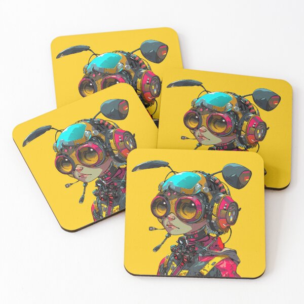 Item preview, Cyber Punk Bee Girl Galss Bee Art Print  designed and sold by GrinGalore.