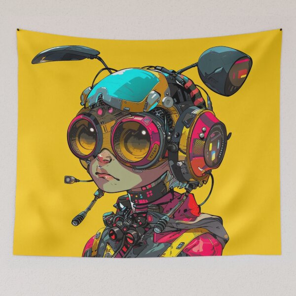 Item preview, Cyber Punk Bee Girl Galss Bee Art Print  designed and sold by GrinGalore.