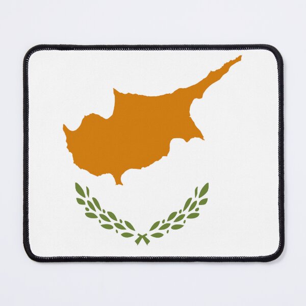 Item preview, The Cyprus flag features the shape of the island, with two olive branches designed and sold by Peter Etchells.
