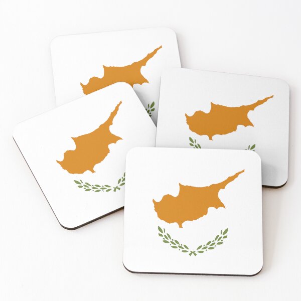 Item preview, The Cyprus flag features the shape of the island, with two olive branches designed and sold by Peter Etchells.