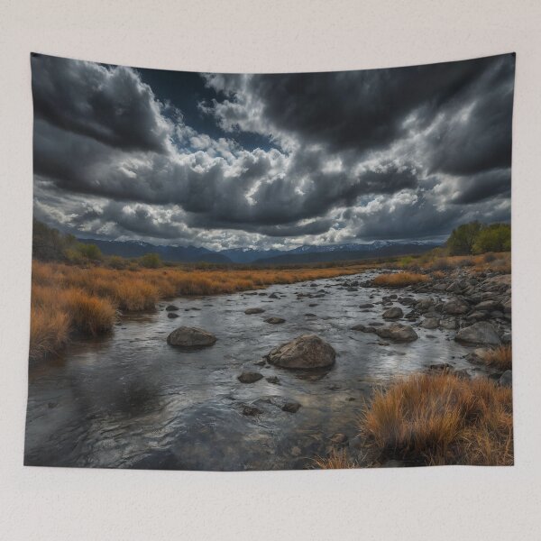 Item preview, Azure Embrace: HDR Monochrome River Journey designed and sold by ShadeScapeArt.