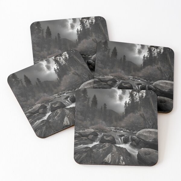 Item preview, Wild Waters: HDR Monochrome Mountain Flow designed and sold by ShadeScapeArt.