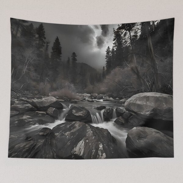 Item preview, Wild Waters: HDR Monochrome Mountain Flow designed and sold by ShadeScapeArt.