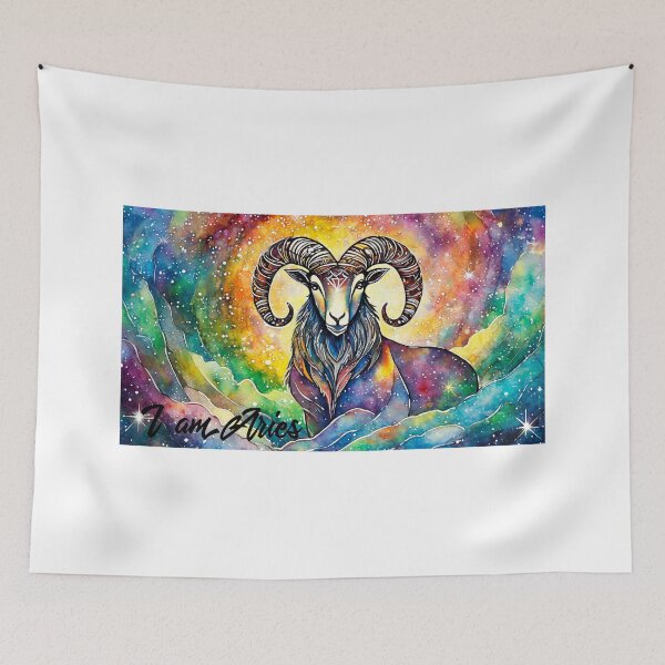 Item preview, Aries zodiac sign in nebular cosmic background designed and sold by PrintPlanetGo.