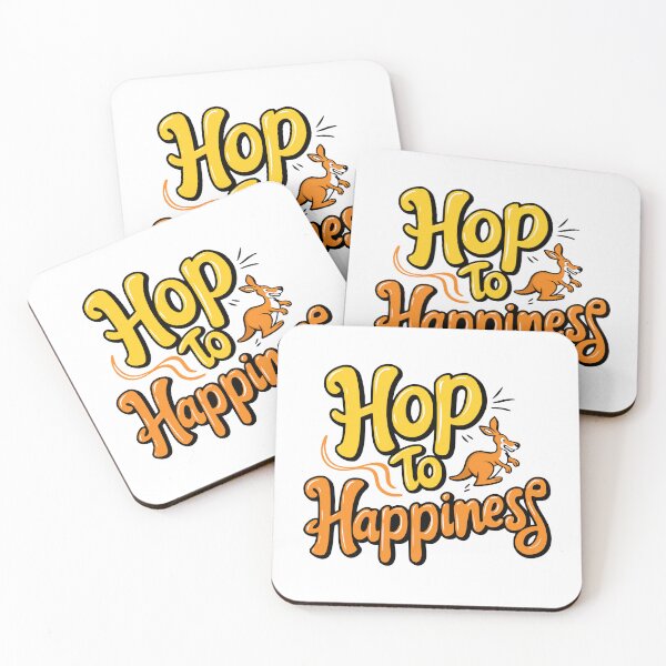 Item preview, Hop To Happiness! Cute Hopping Kangaroo Pun designed and sold by PMCreative.