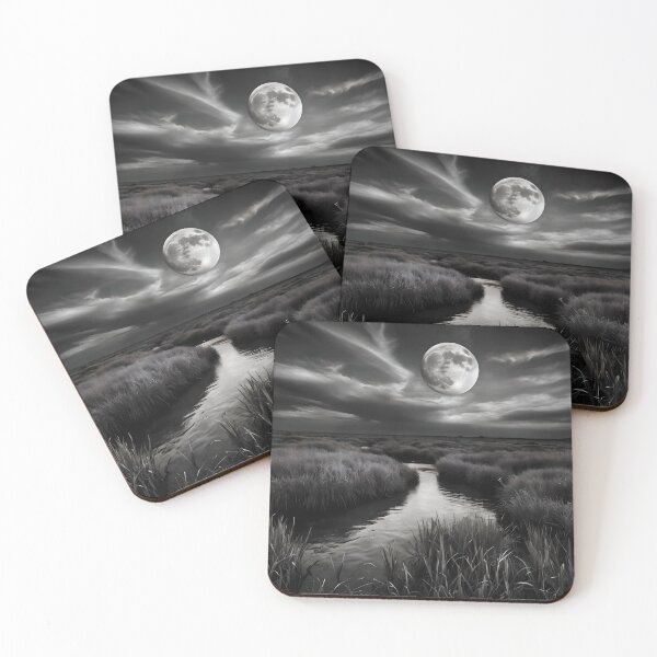 Item preview, Lunar Glow: HDR Monochrome Wetlands designed and sold by ShadeScapeArt.