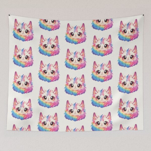 Item preview, Cute Kawaii Smiling Colorful Cat designed and sold by CozyKawaiiArt.