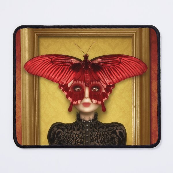 Item preview, Woman with big butterfly mask in a golden frame designed and sold by Britta Glodde.