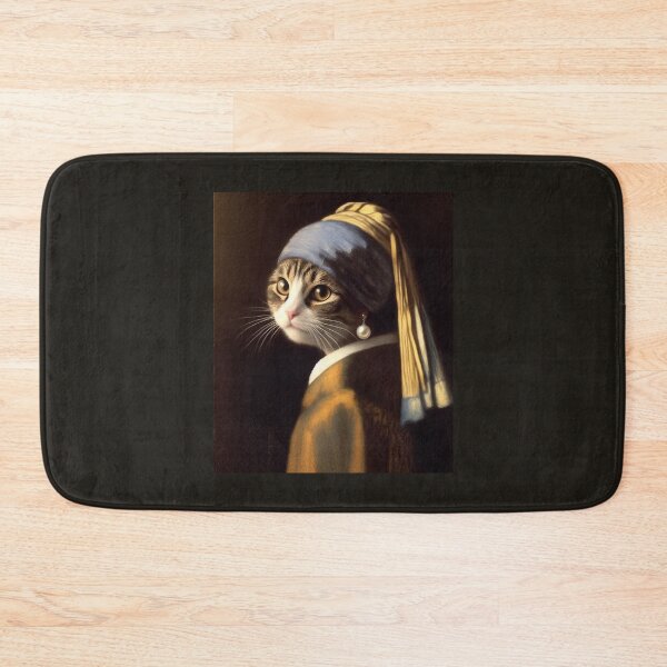 Item preview, Cat with Pearl Earring Vermeer painting parody designed and sold by ArtUnova.