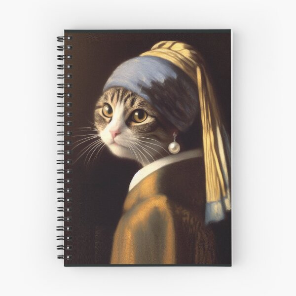 Item preview, Cat with Pearl Earring Vermeer painting parody designed and sold by ArtUnova.