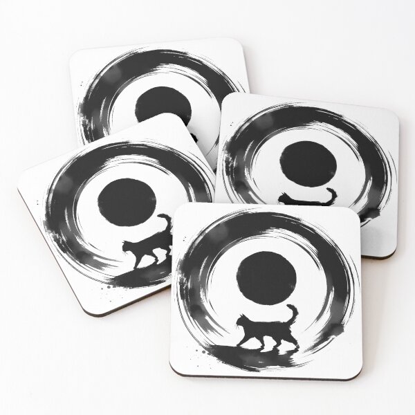 Item preview, Sumie Enso Circle Japanese Brushstroke Black Cat designed and sold by TomFrontierArt.