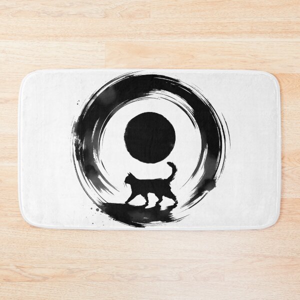 Item preview, Sumie Enso Circle Japanese Brushstroke Black Cat designed and sold by TomFrontierArt.