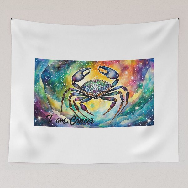 Artikelvorschau, Sternzeichen Krebs im kosmischen Nebelhintergrund entworfen und verkauft von PrintPlanetGo.