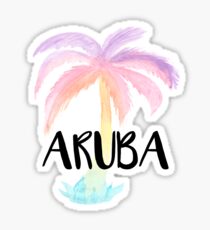 Aruba Watercolor Palm Tree Tropical Calligraphy Design Sticker