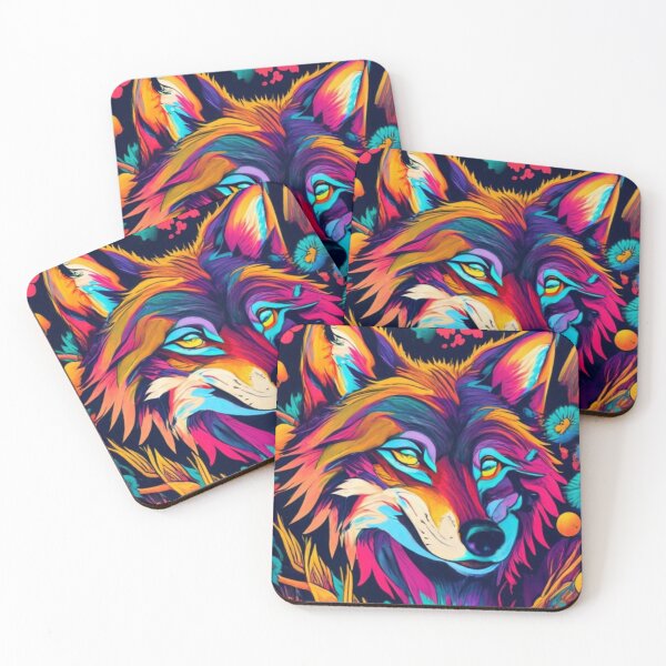 Item preview, Cool Whimsy Wolf Colorful Eclectic Color Wave Clipart Drawing designed and sold by Wolvescreate.