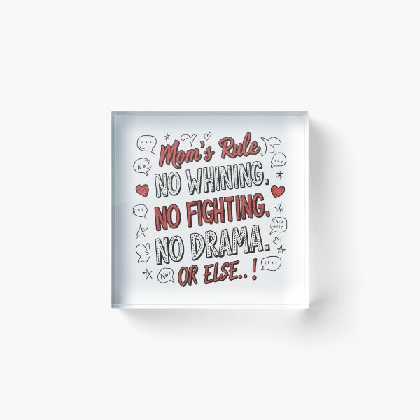 Item preview, Mom's Rule: No Whining, No Fighting, No Drama... Or Else! Doodles Mother's Day Illustration designed and sold by HahaHandlesHub.