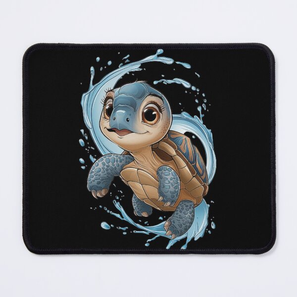 Item preview, a playful baby turtle with large, expressive eyes. The turtle appears to be swimming or floating amidst dynamic splashes of water designed and sold by love3617.