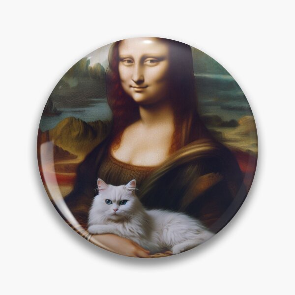 Item preview, Mona Lisa parody Leonardo Da Vinci painting Gioconda White cat designed and sold by ArtUnova.