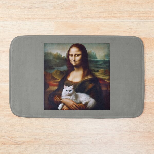 Item preview, Mona Lisa parody Leonardo Da Vinci painting Gioconda White cat designed and sold by ArtUnova.