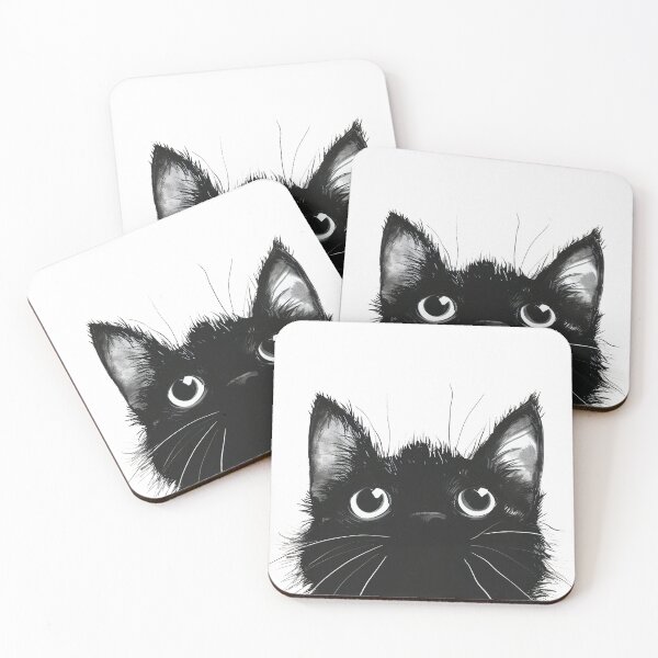 Item preview, Black cat staring designed and sold by INK Chic Designs.