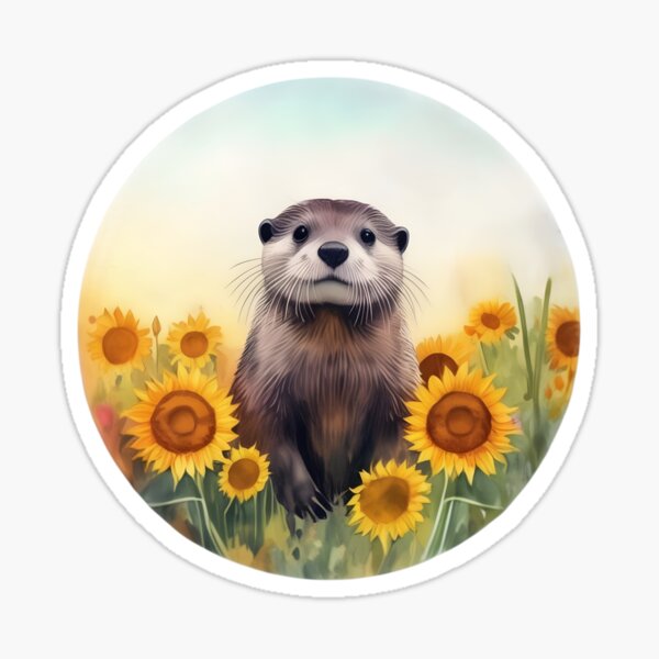 Sea otter in sunflower field Sticker