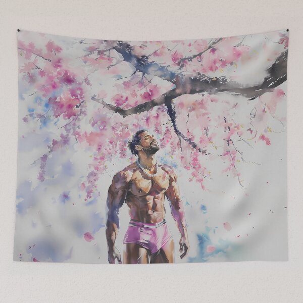 Item preview, Blossoming Strength: Majestic Sakura and Man - GayDoodles Art designed and sold by GayDoodles.